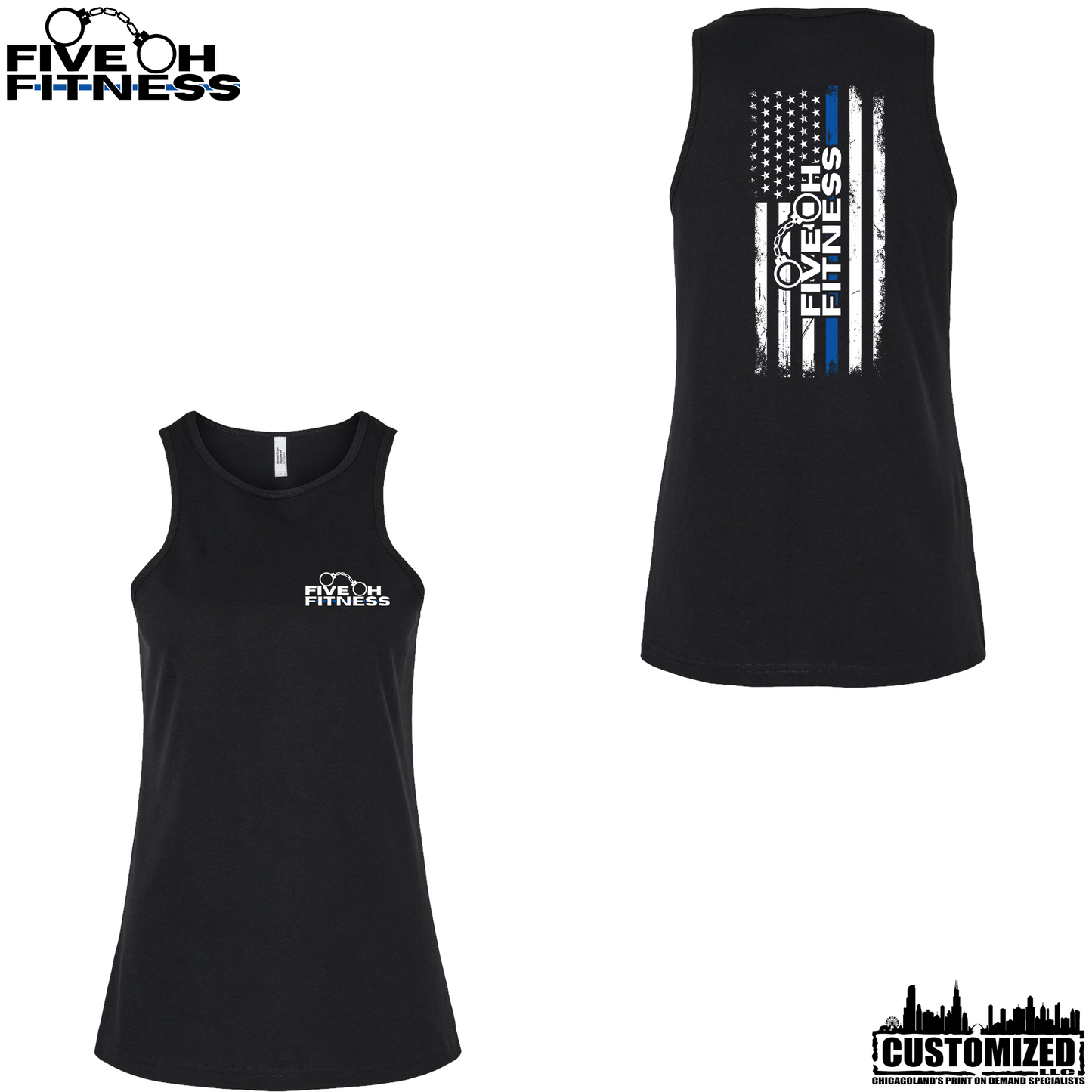 Five Oh Fitness "Thin Blue Line" Women's CVC Tank - Black