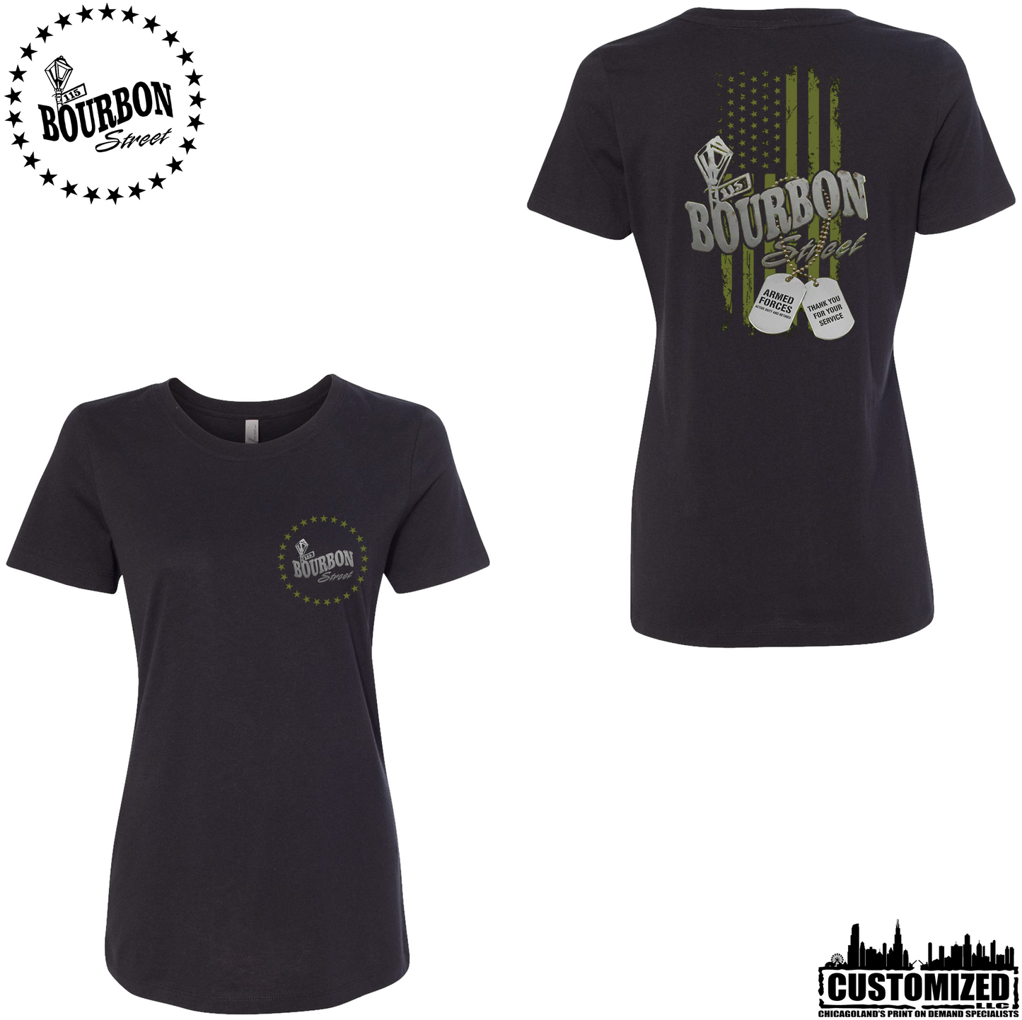 115 Bourbon Street Freedom Tribute Women's Short Sleeve - Black