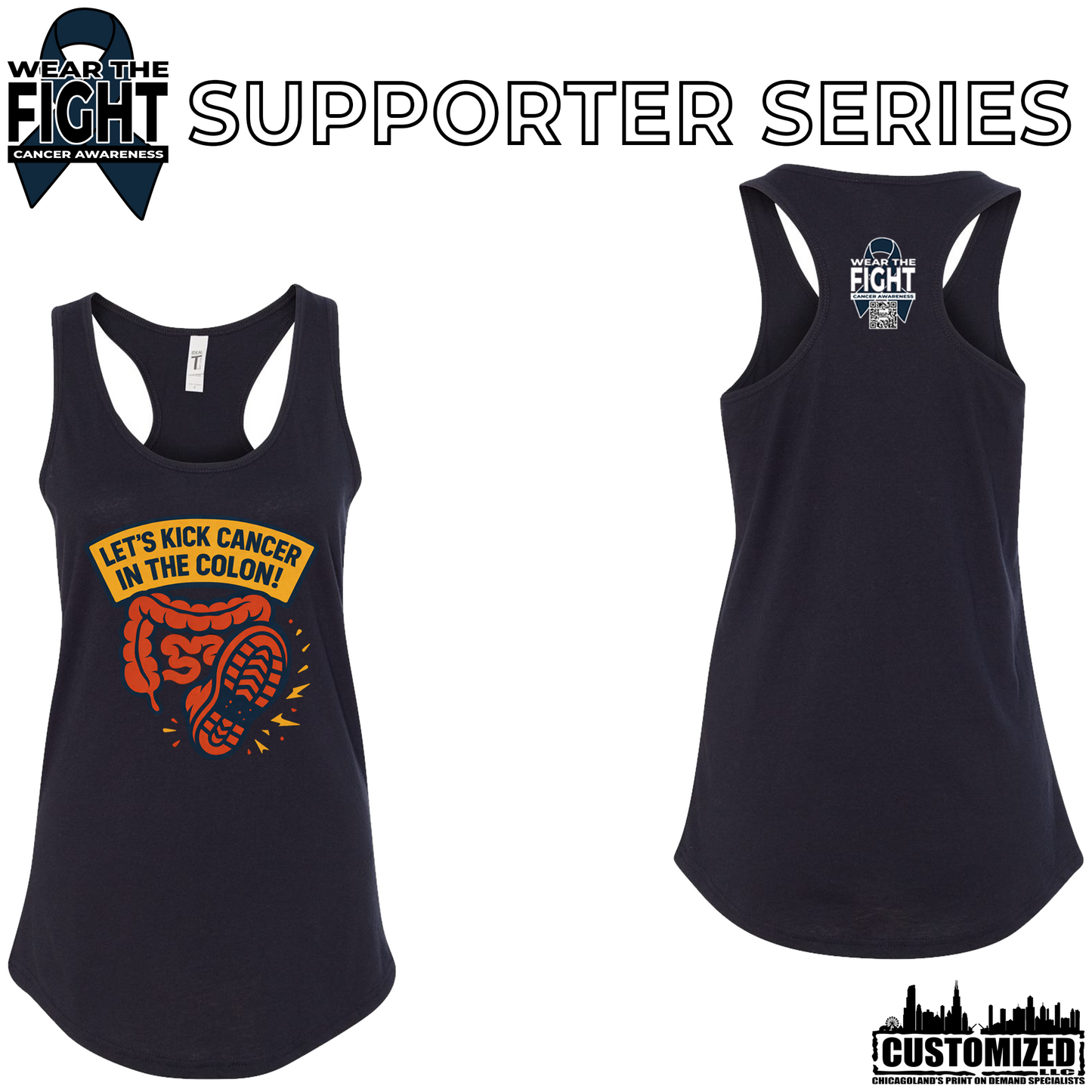 Let's Kick Cancer in the Colon Women's Racerback Tank Top - Black