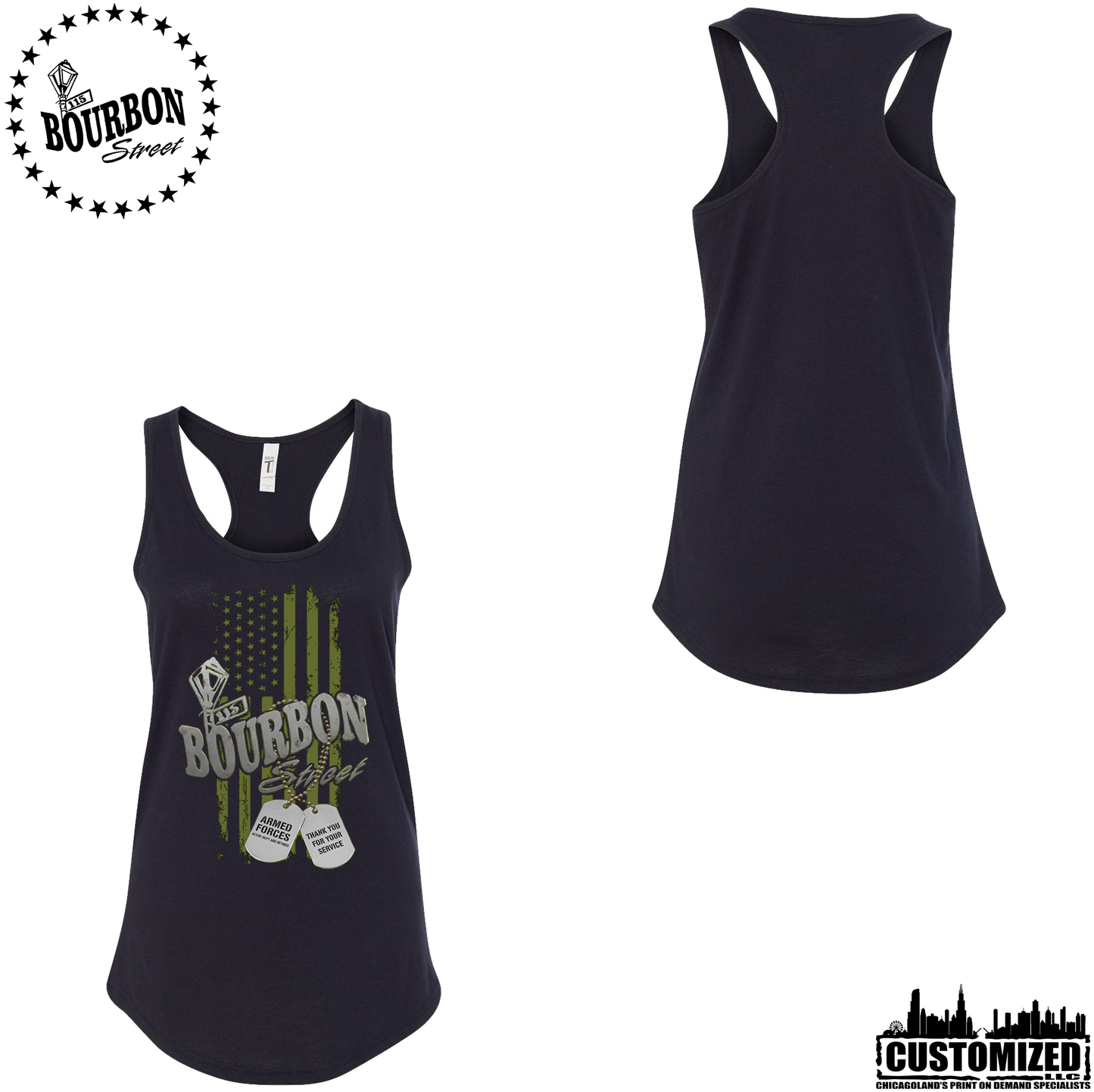 115 Bourbon Street Freedom Tribute Women's Racerback Tank - Black