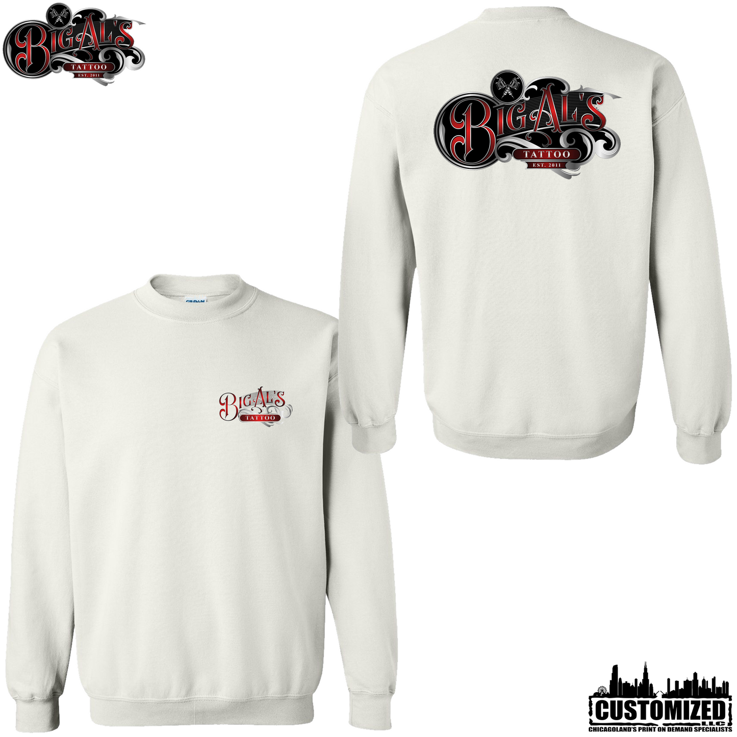 Big Al's Tattoo "Logo" Crewneck Sweatshirt - White