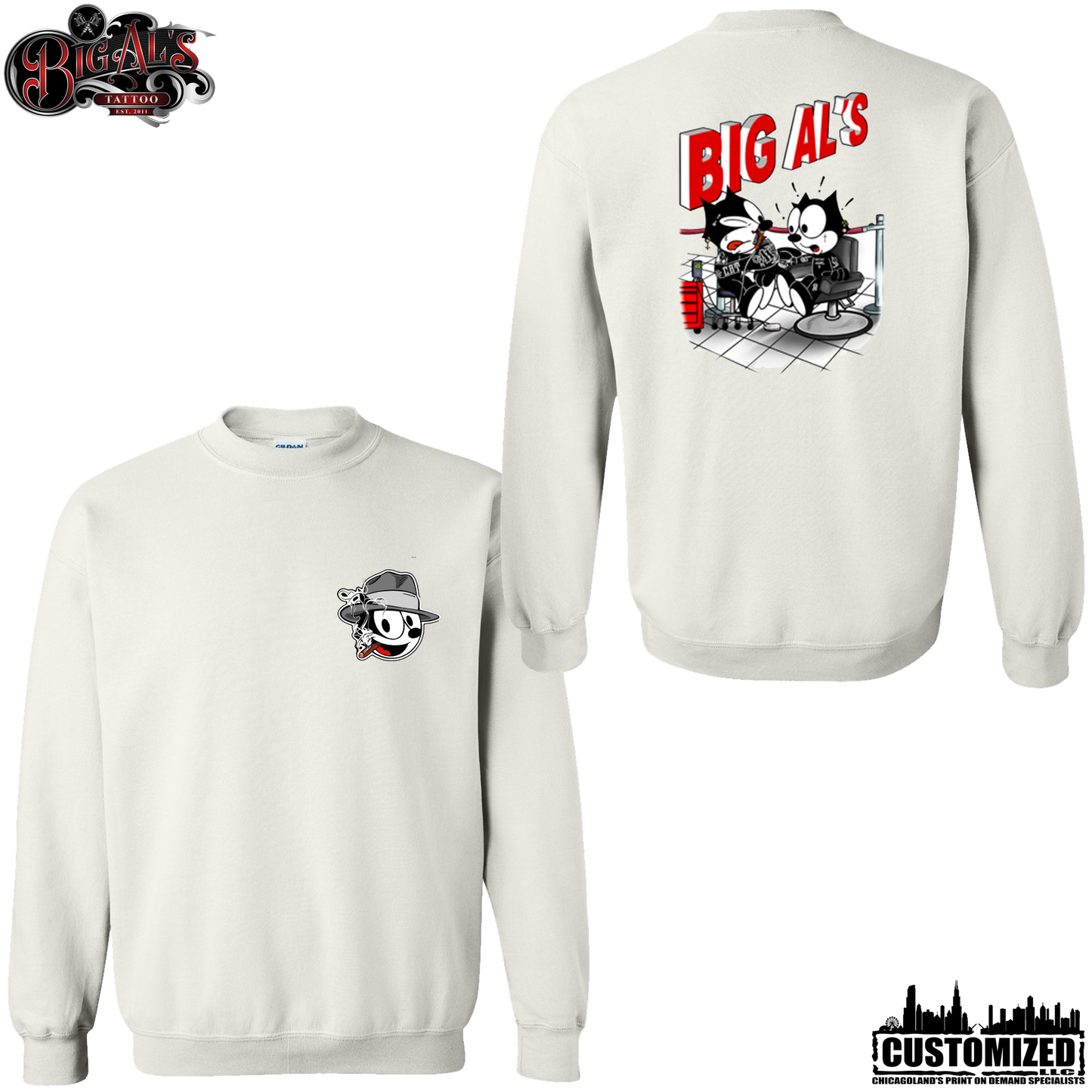 Big Al's Tattoo "Neek" Crewneck Sweatshirt - White