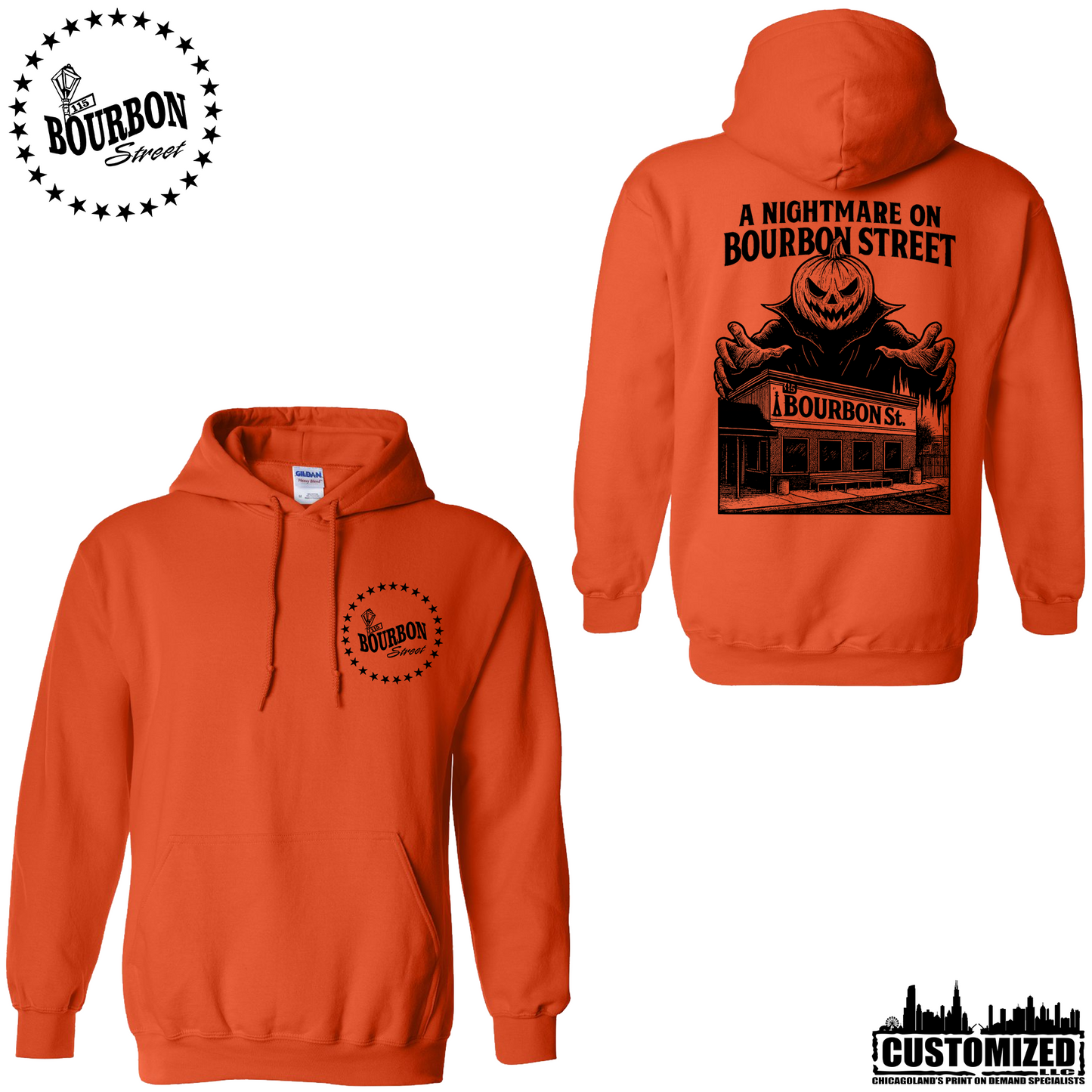 115th Bourbon Street H2025 Unisex Pullover Hoodie - Orange