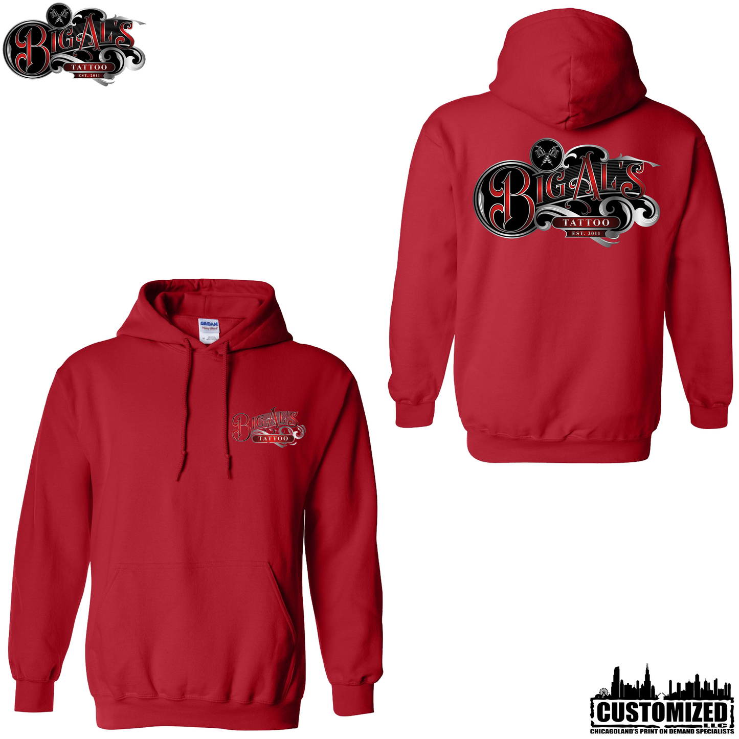 Big Al's Tattoo "Logo" Pullover Hoodie - Red