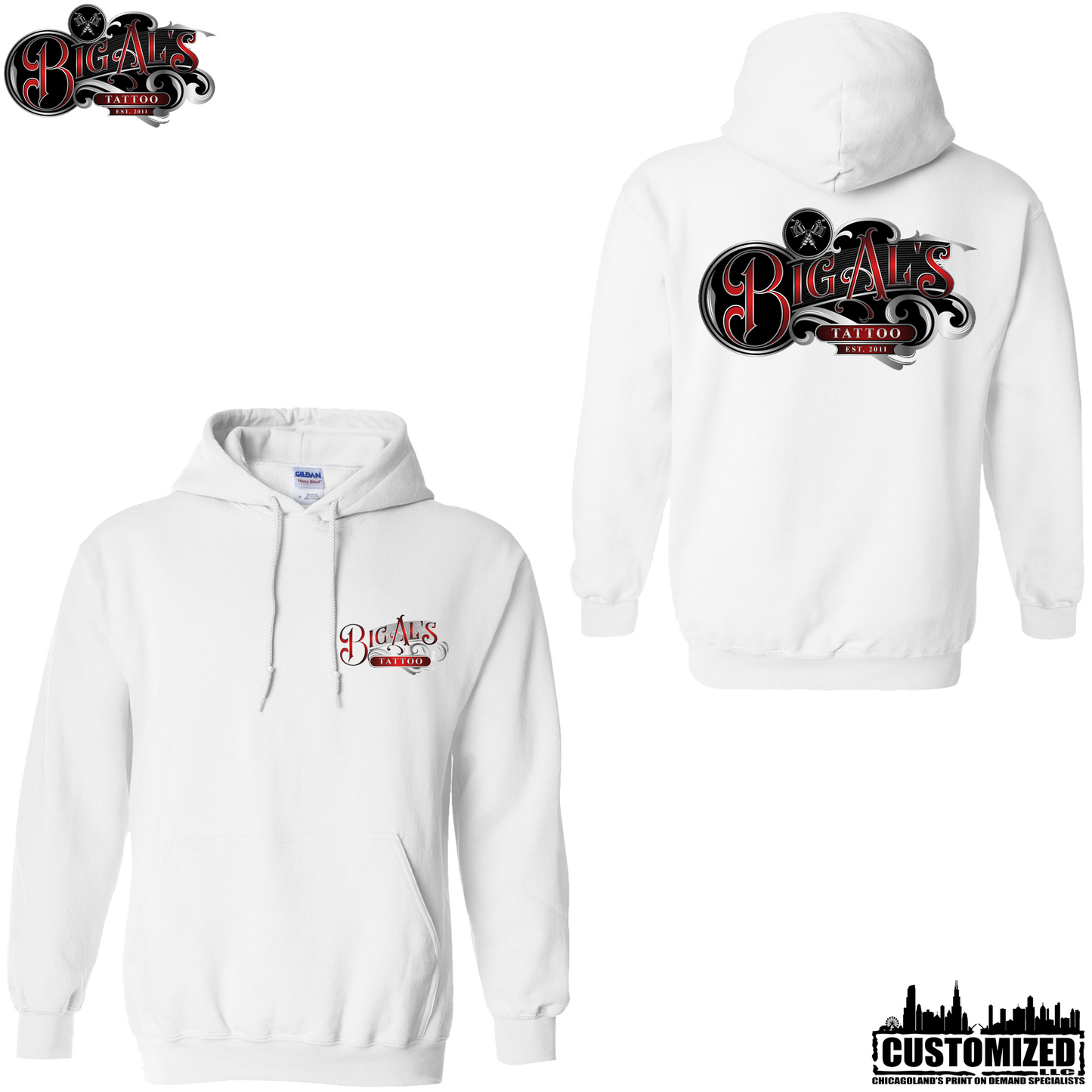 Big Al's Tattoo "Logo" Pullover Hoodie - White