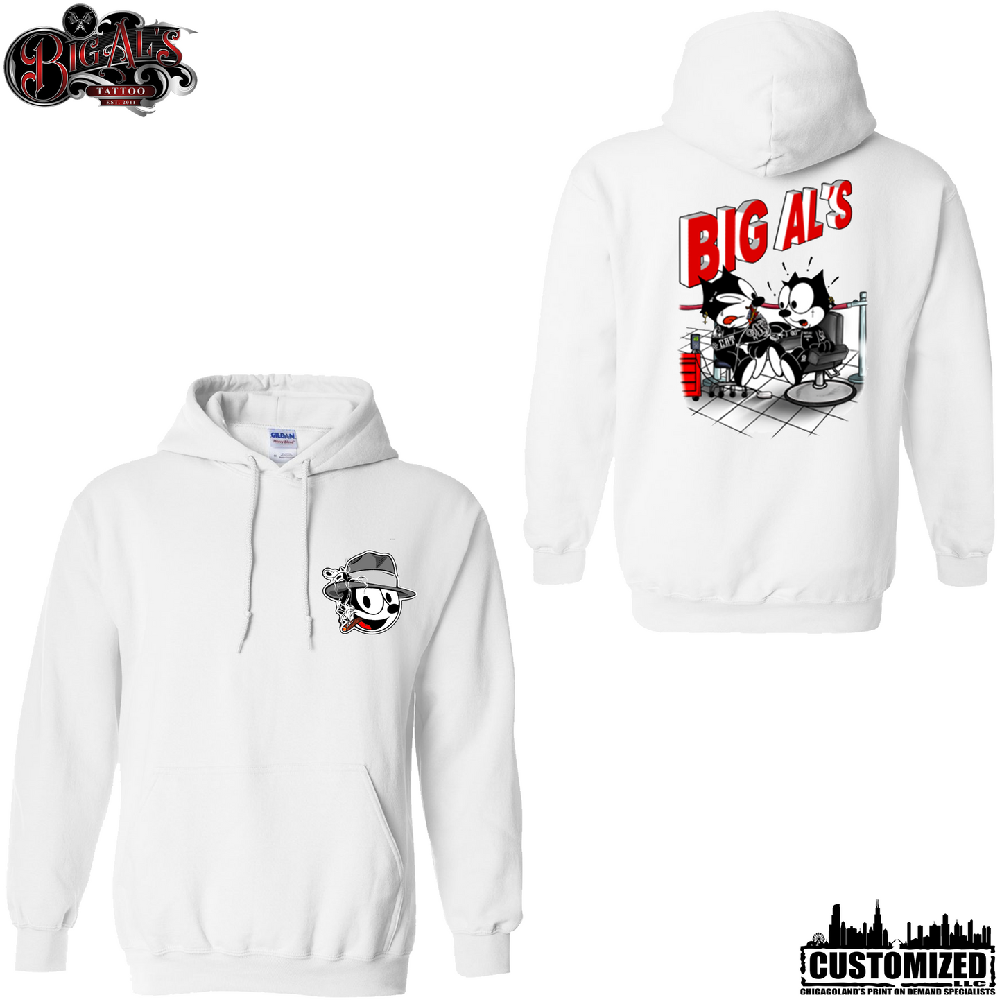 Big Al's Tattoo "Neek" Pullover Hoodie - White