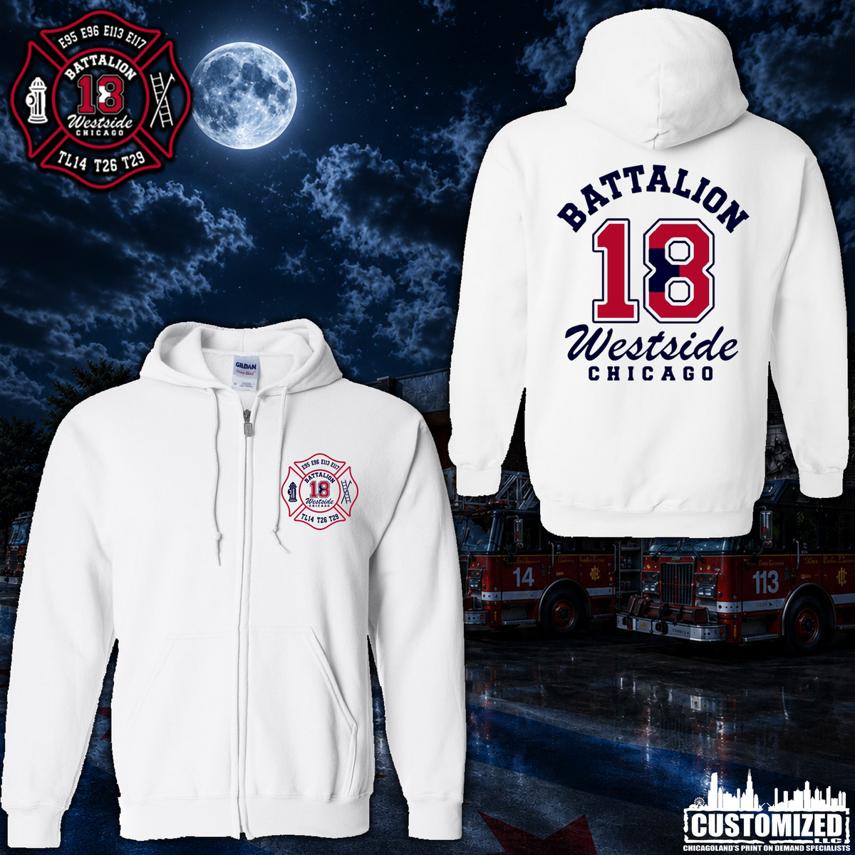 CFD Batt 18 Full-Zip Hoodie - White
