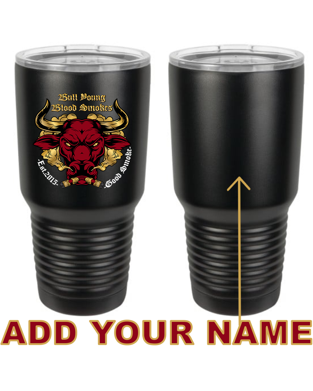 Bull Young 30oz. Stainless Steel Tumbler - Black w/Red logo