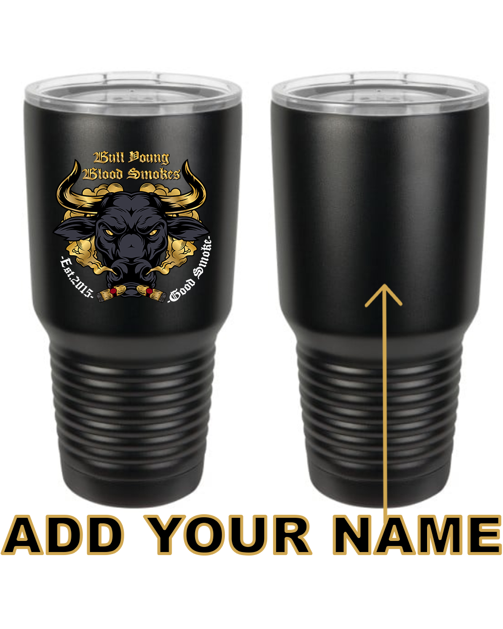 Bull Young 30oz. Stainless Steel Tumbler - Black w/Black logo