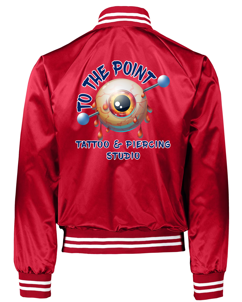 To The Point Piercing Studio Satin Baseball Jacket - Red