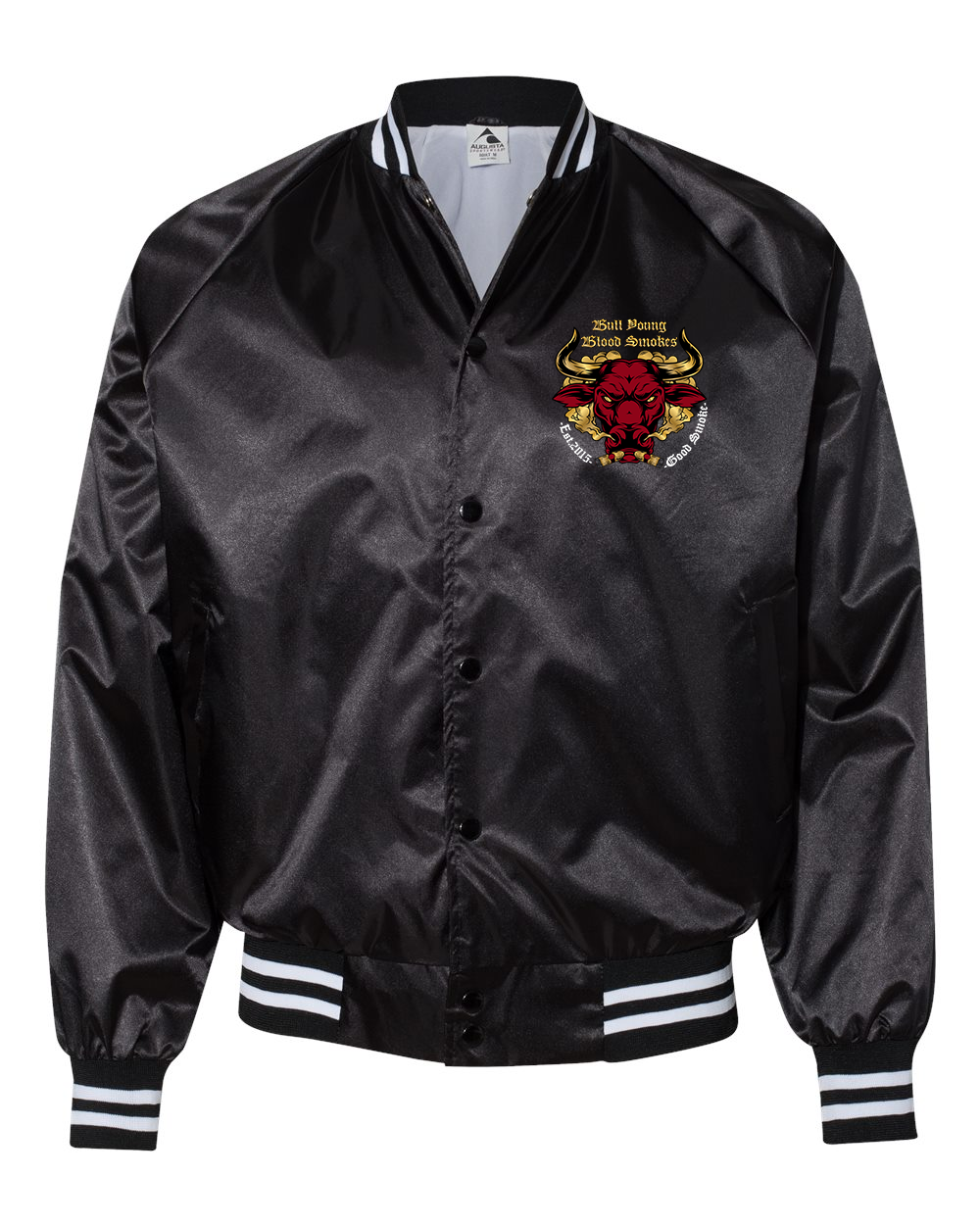 Bull Young Satin Baseball Jacket - Black