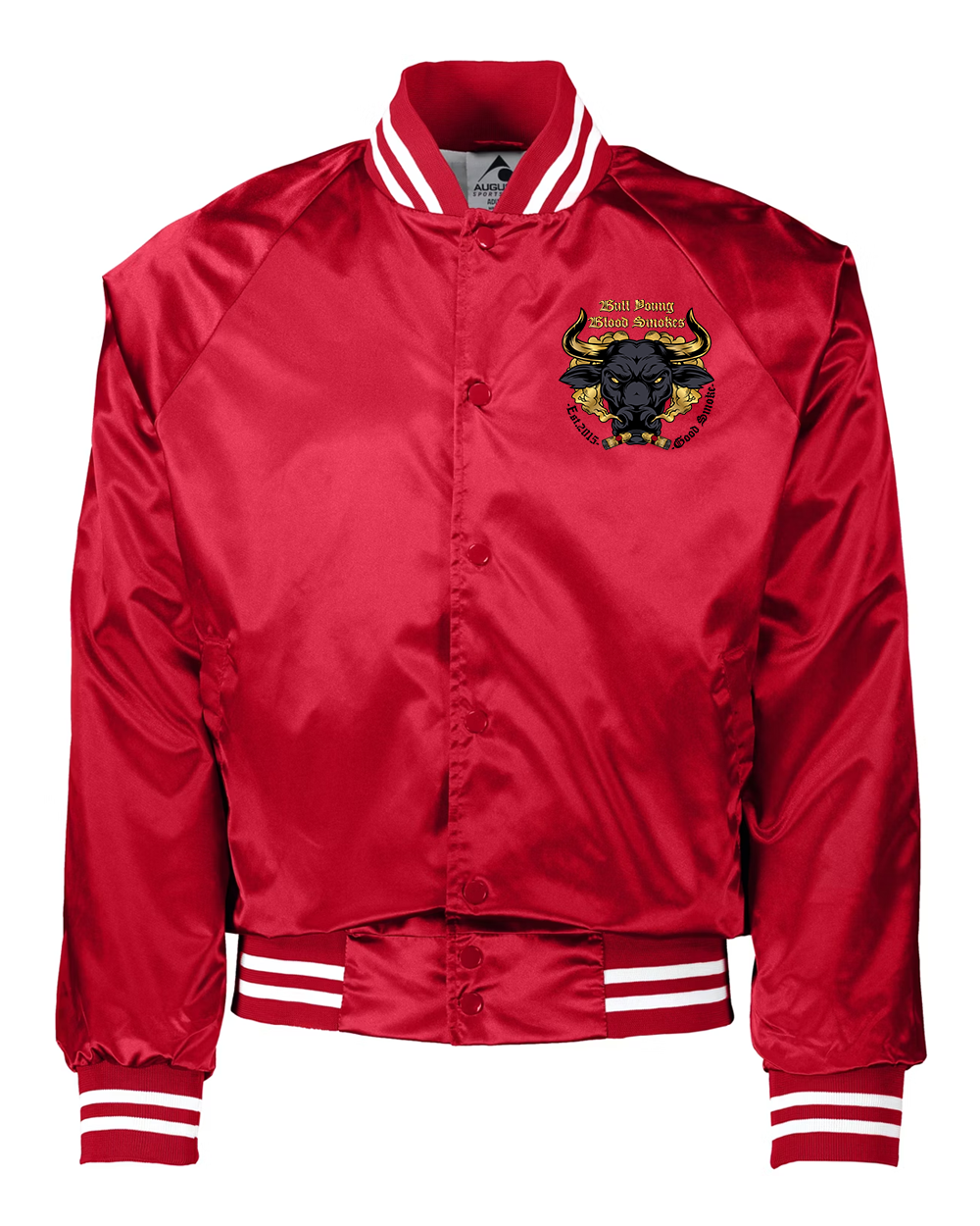 Bull Young Satin Baseball Jacket - Red