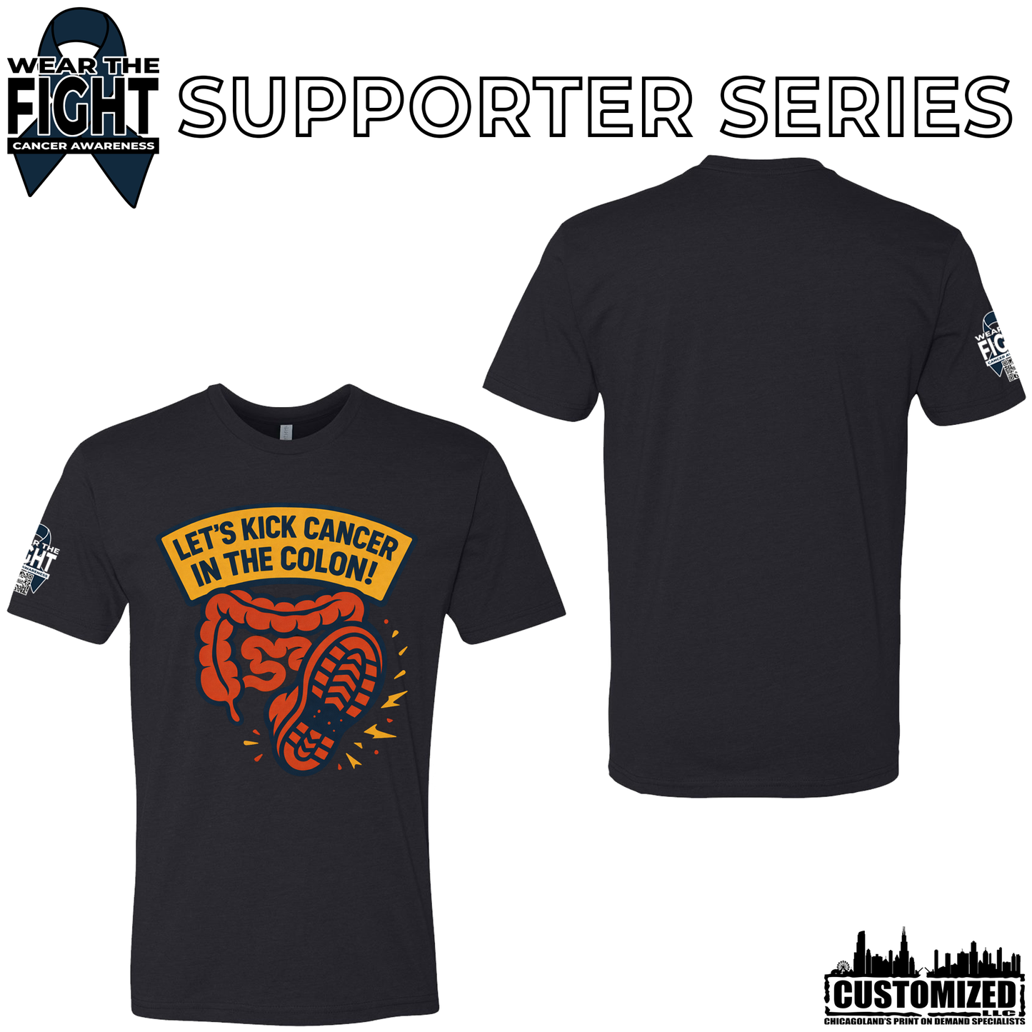 Let's Kick Cancer in the Colon Short Sleeve - Black