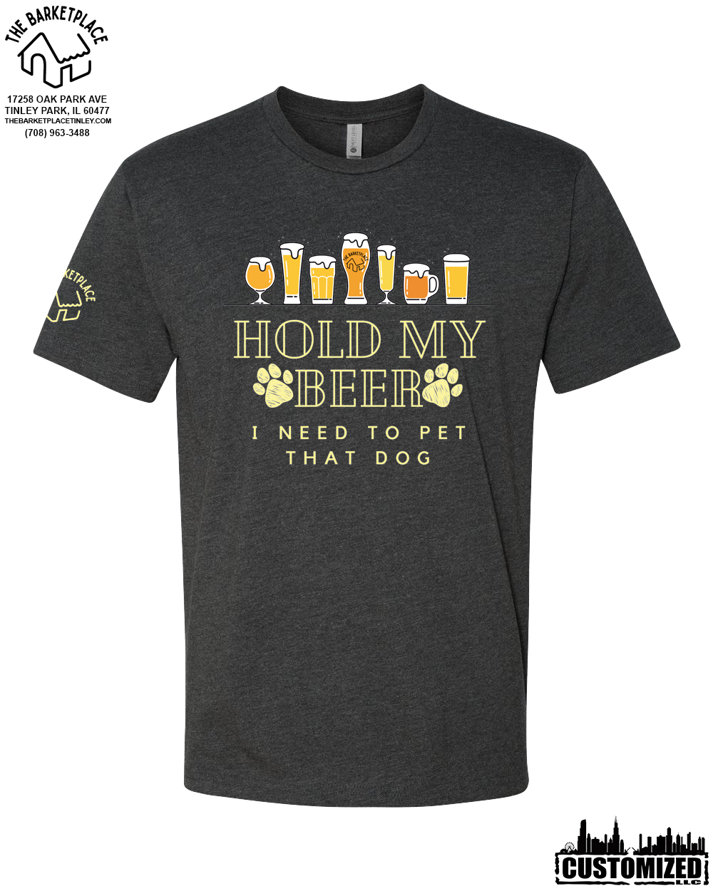 "Hold My Beer, I Need to Pet That Dog" Short Sleeve - Charcoal