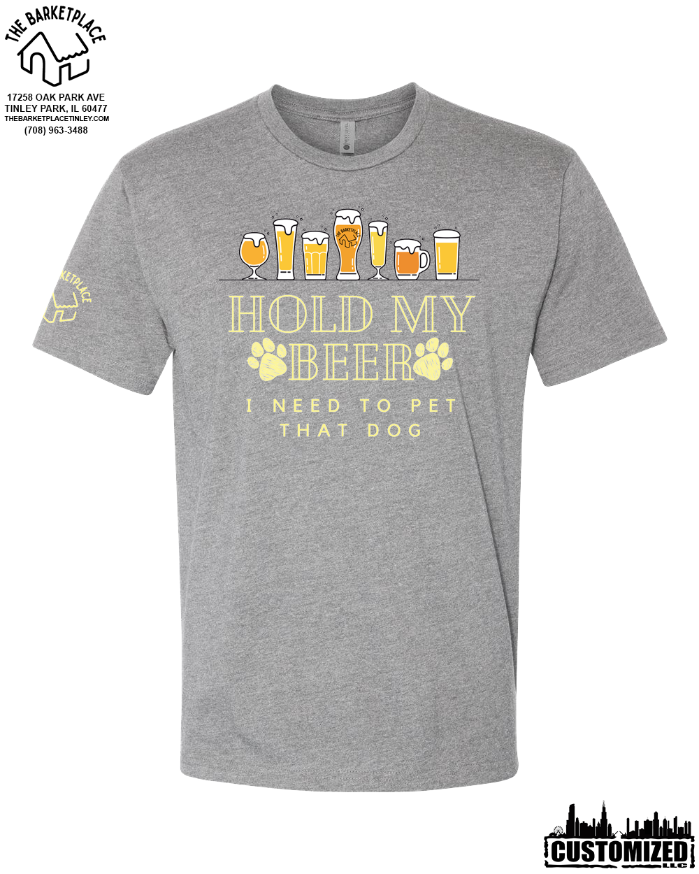 "Hold My Beer, I Need to Pet That Dog" Short Sleeve - Dark Heather Grey