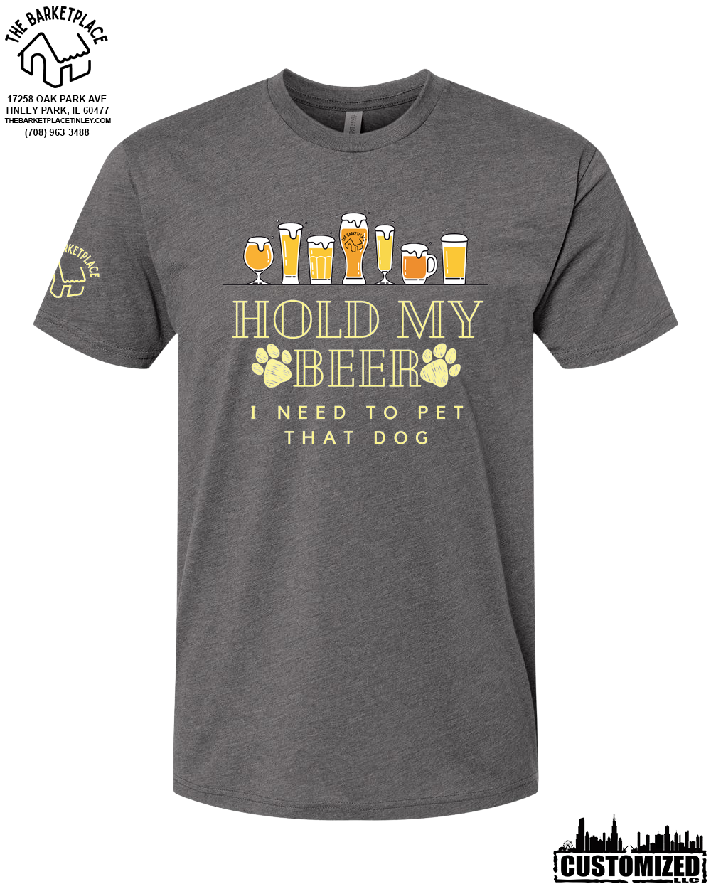 "Hold My Beer, I Need to Pet That Dog" Short Sleeve - Heather Heavy Metal