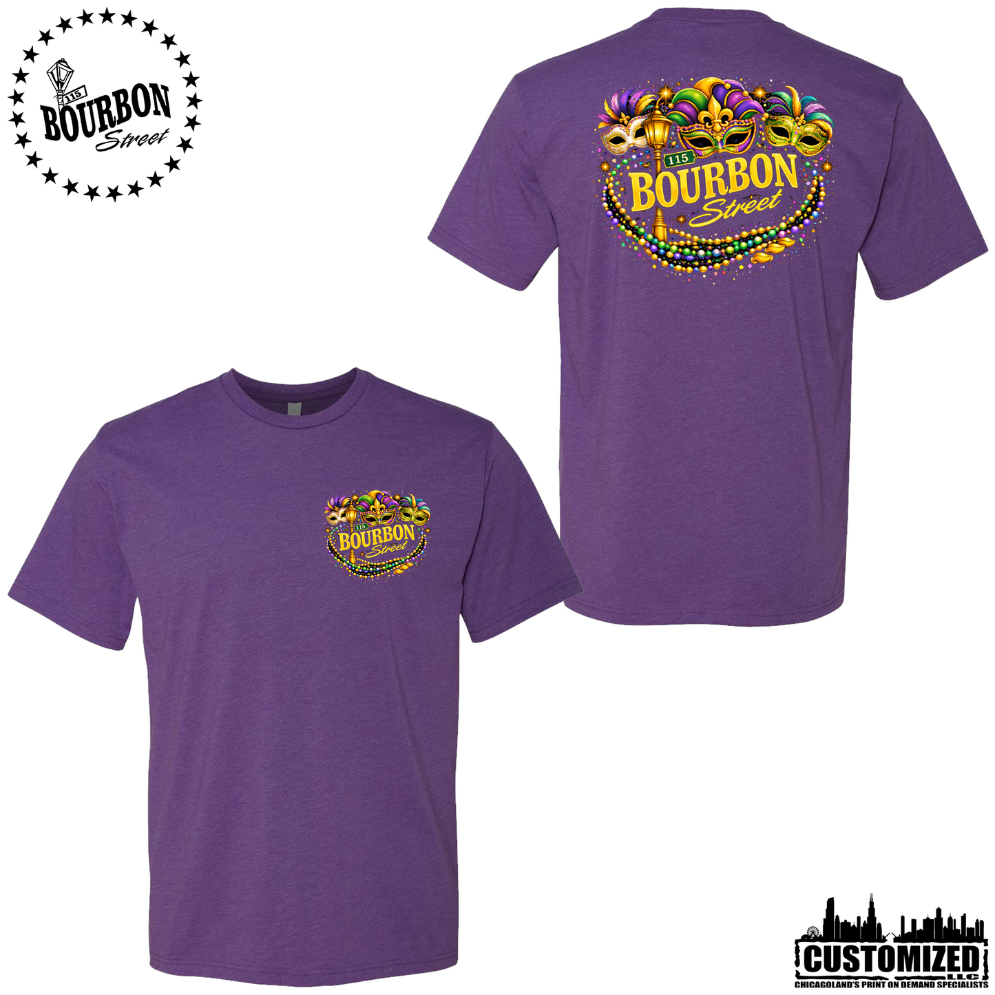 115 Bourbon Street Mardi Gras Short Sleeve - Purple