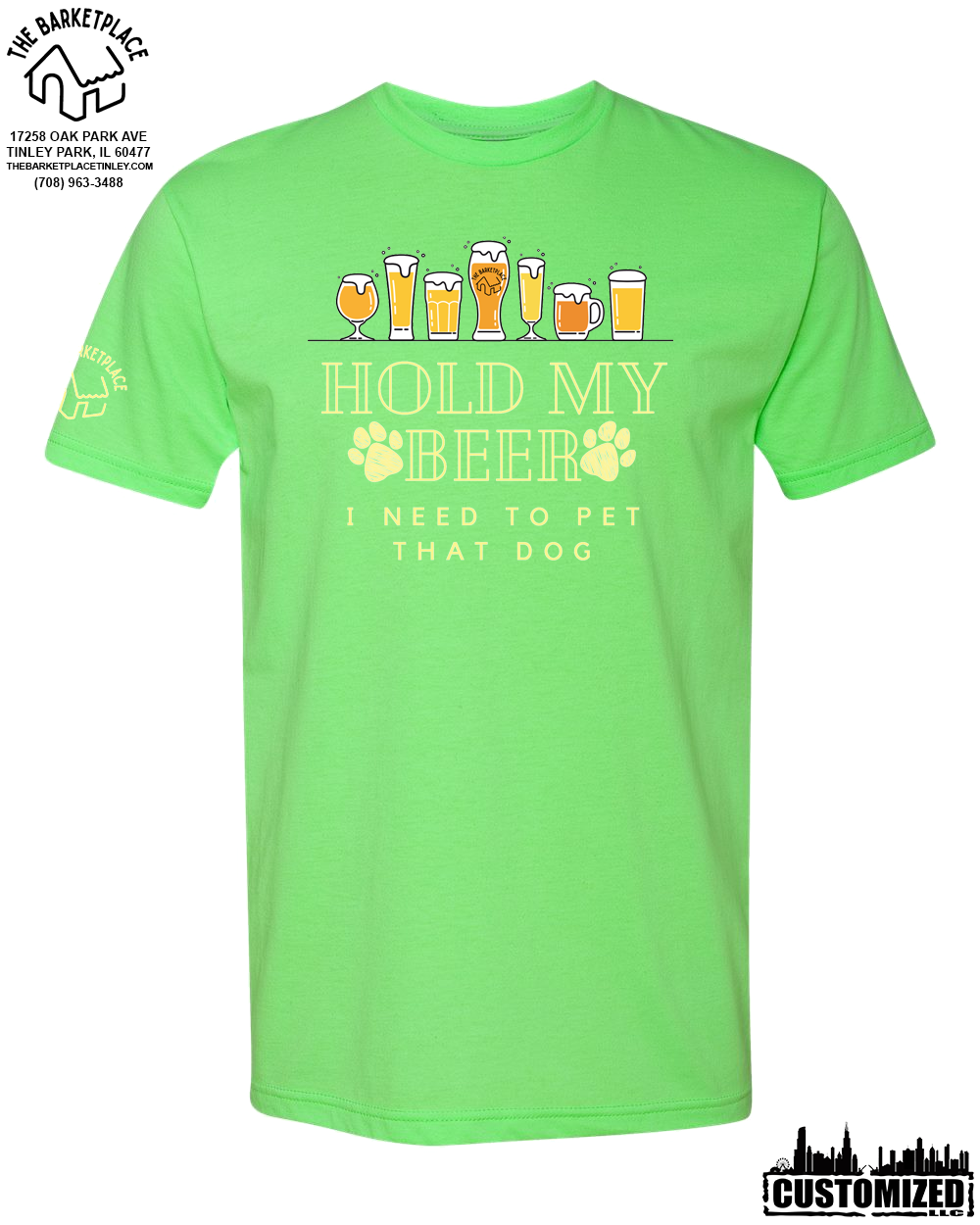 "Hold My Beer, I Need to Pet That Dog" Short Sleeve - Neon Green