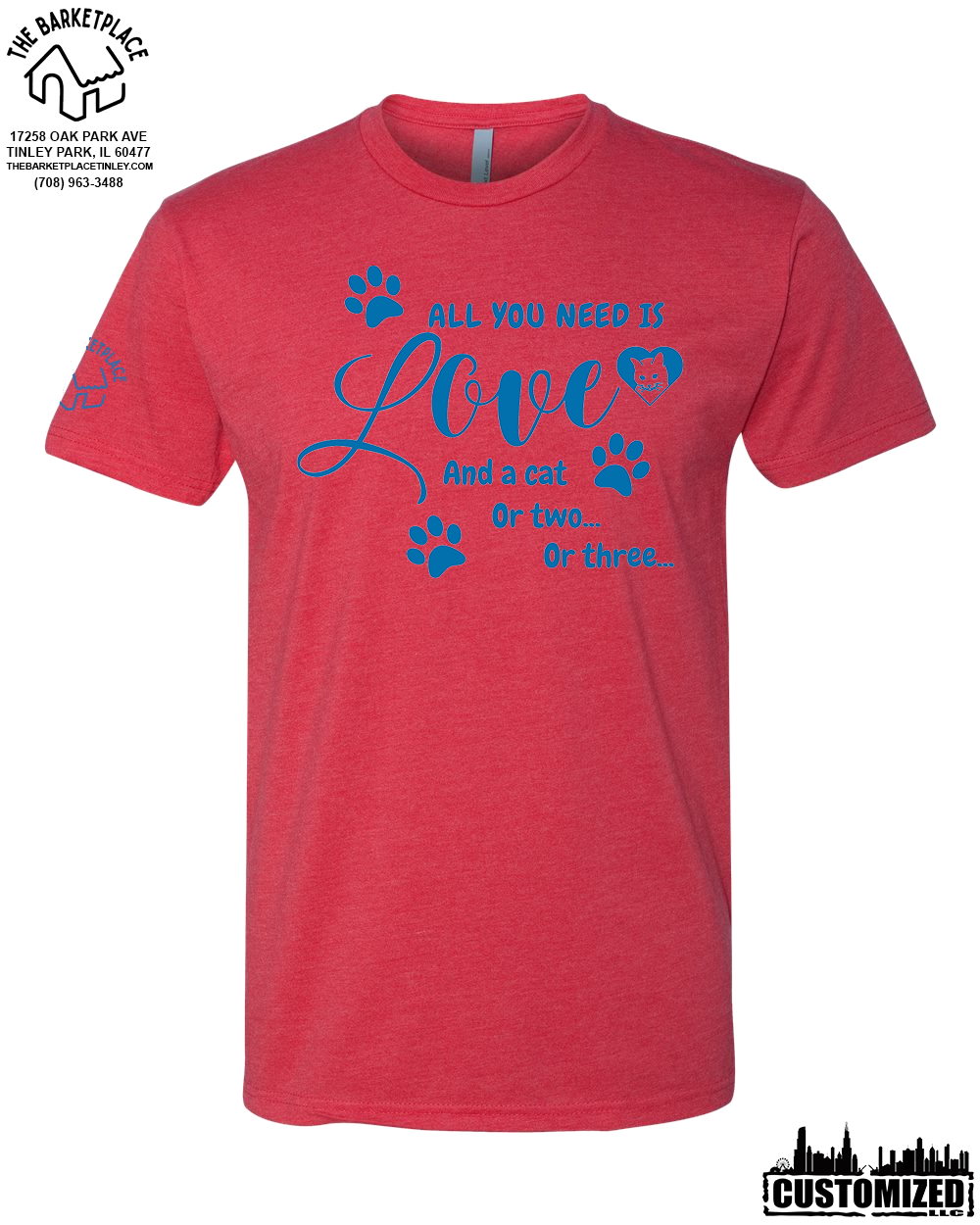 "All You Need Is Love And A Cat..." Short Sleeve - Red