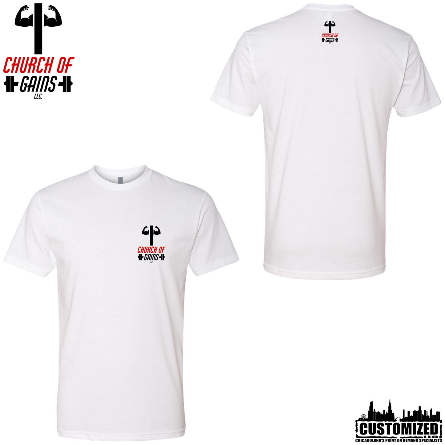 Church of Gains "OG" Style1 Short sleeve shirt - White (5 Print Options)