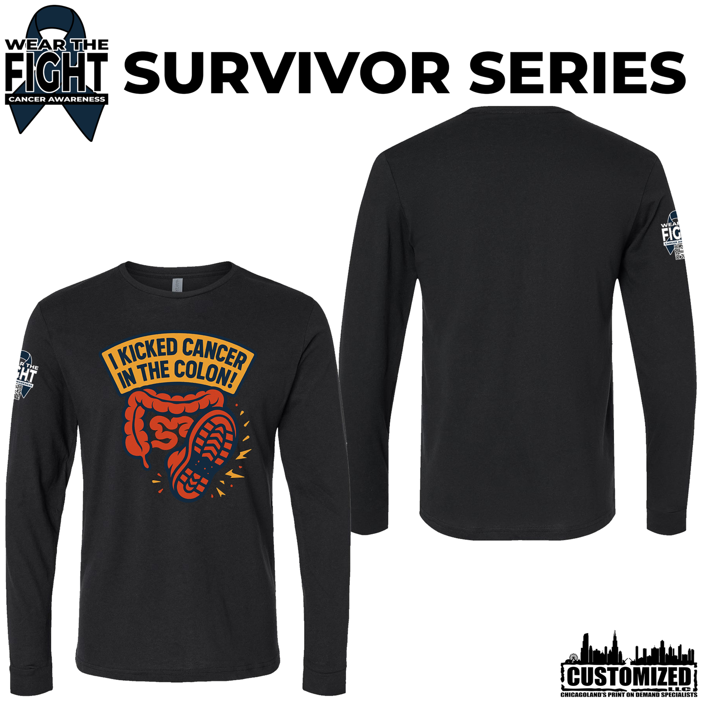 I Kicked Cancer in the Colon Long Sleeve - Black