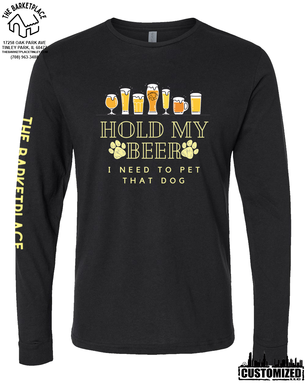 "Hold My Beer, I Need to Pet That Dog" Long Sleeve - Black