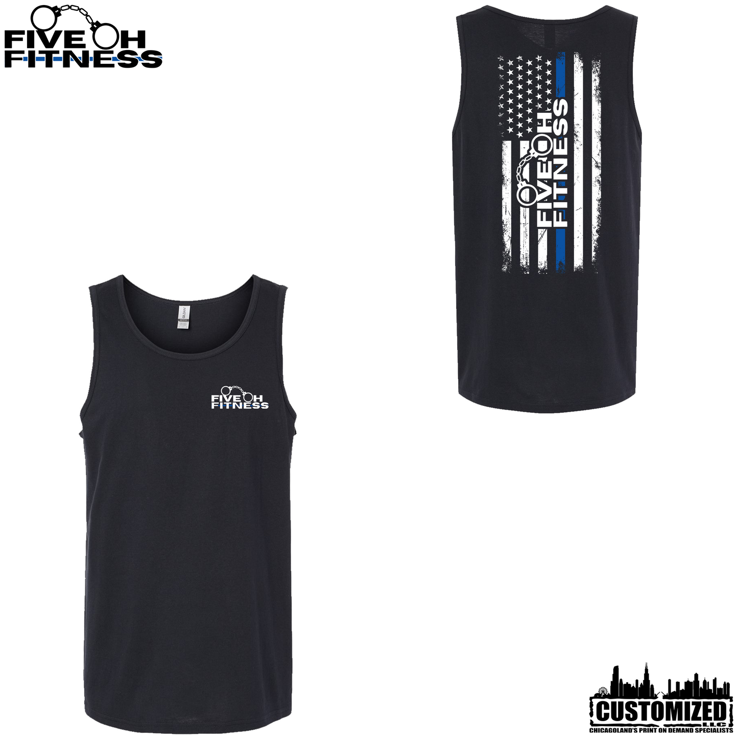 Five Oh Fitness "Thin Blue Line" Unisex Tank - Black