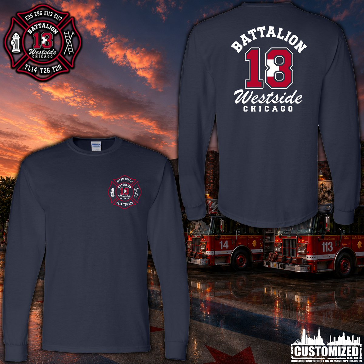 CFD Batt 18 Unisex Long Sleeve - Navy