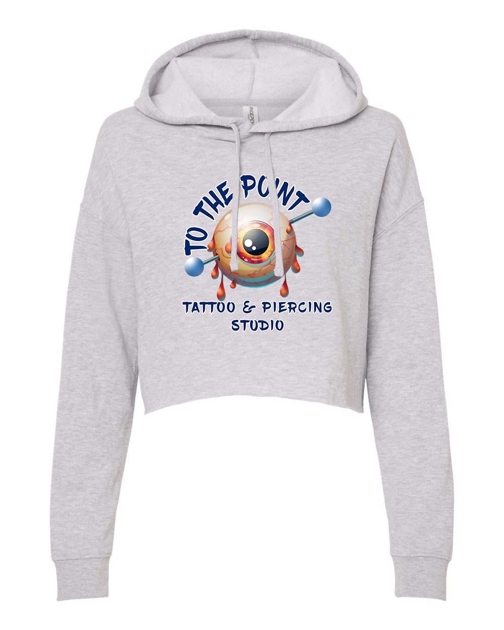 To The Point Piercing Studio Women's Crop Hoodie Style2 - Grey Heather