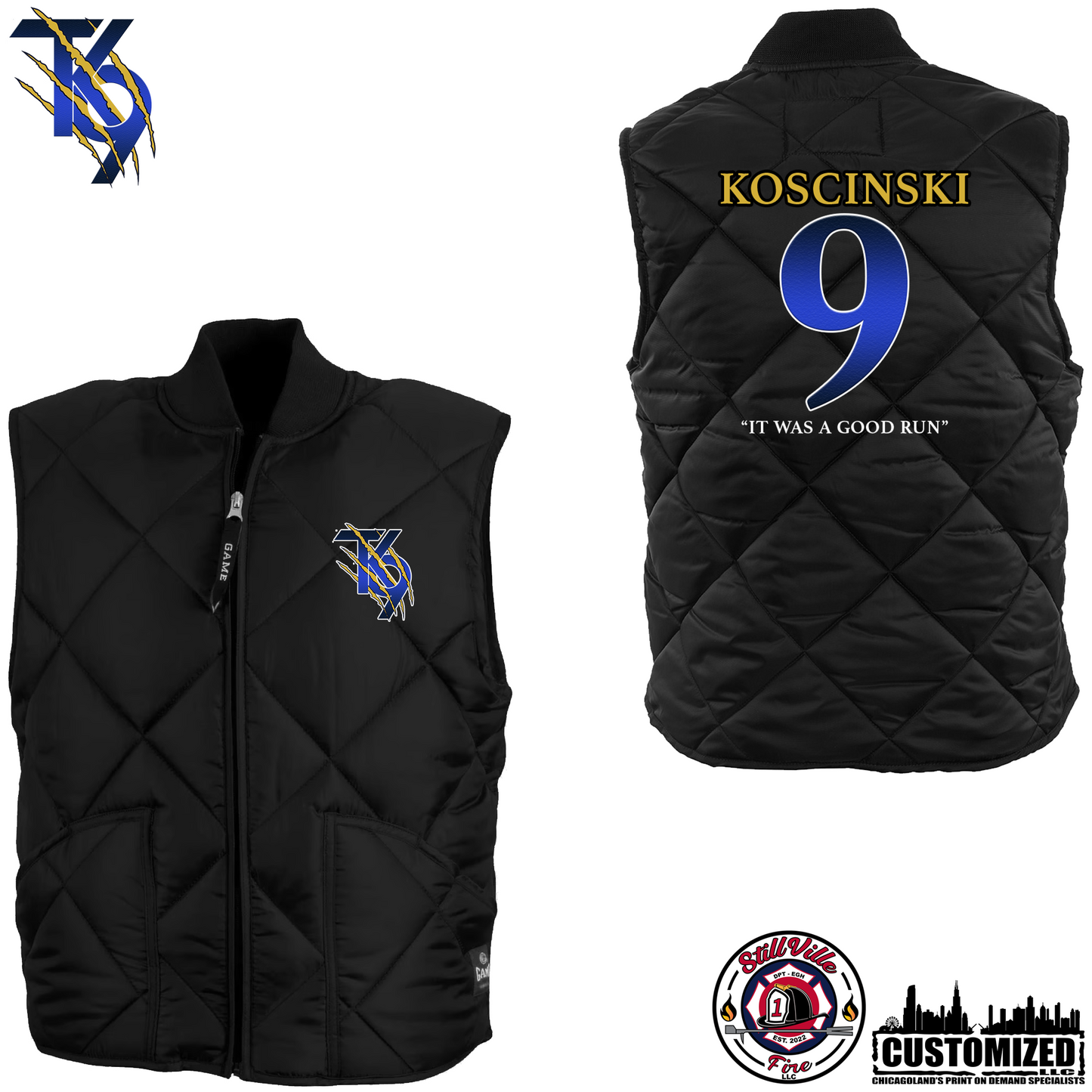 TK9 Embroidered Game Workwear Finest Vest - Black