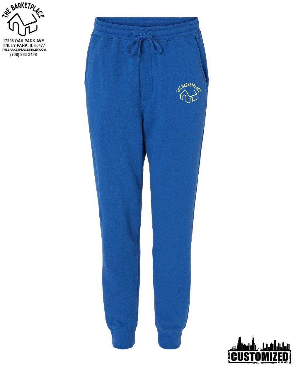 The Barketplace Midweight Fleece Pants w/Pockets (Yellow Logo) - Royal
