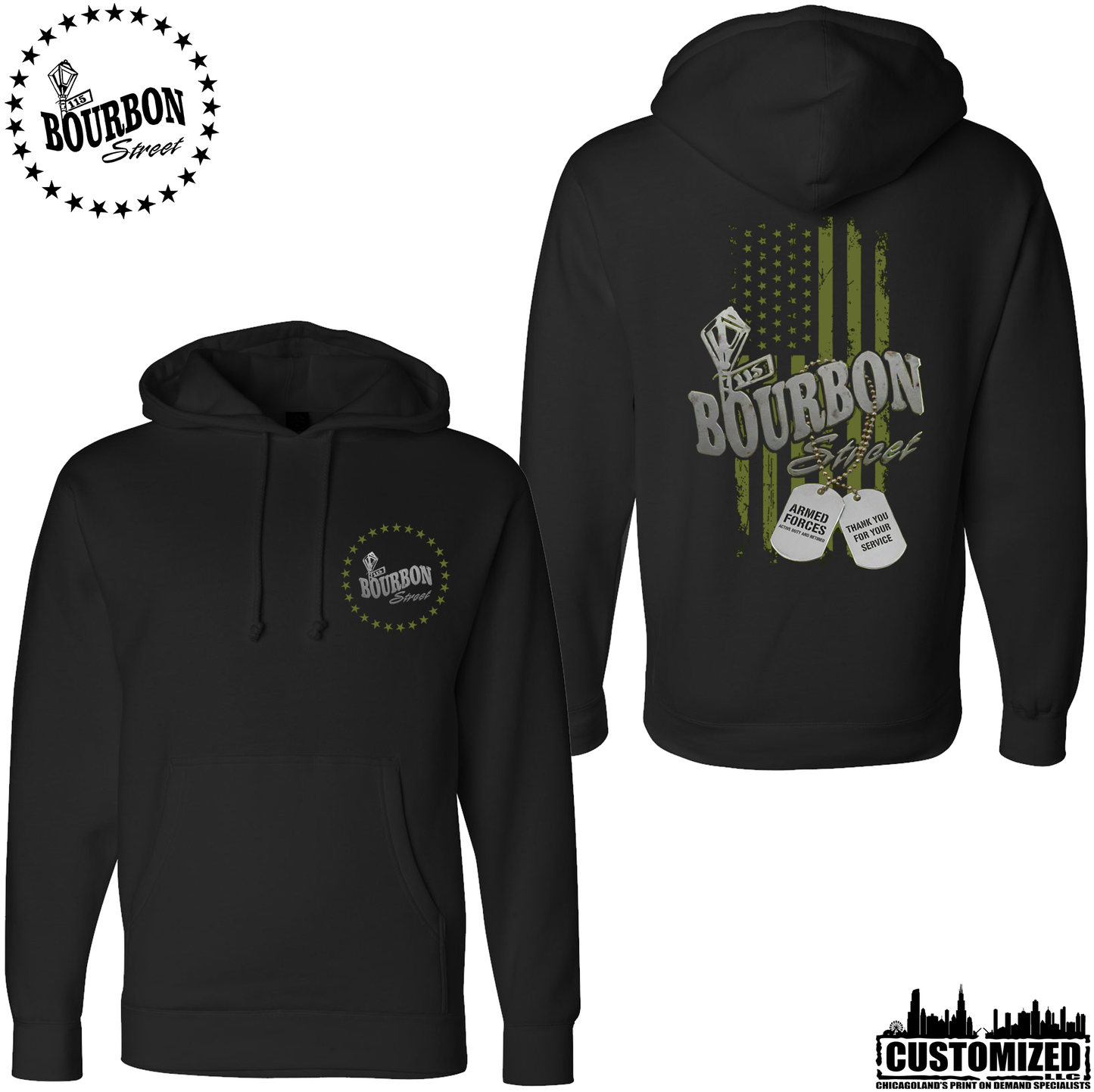 115 Bourbon Street Freedom Tribute Heavyweight Hoodie - Black