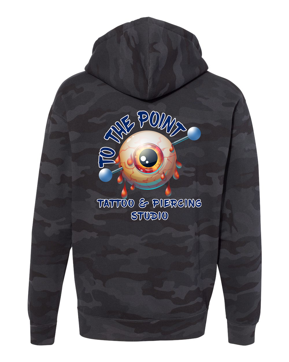To The Point Piercing Studio Heavyweight Hoodie - Black Camo