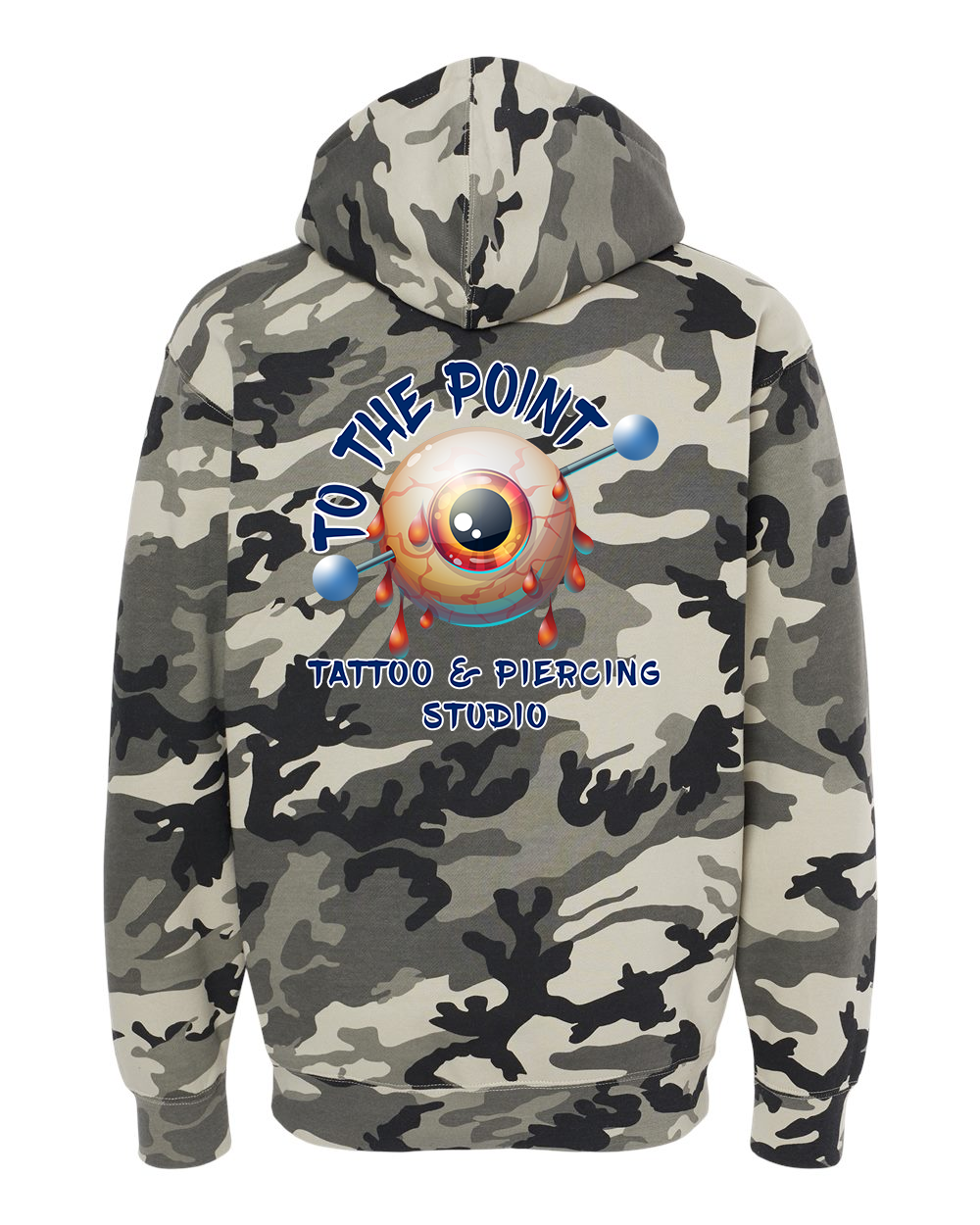 To The Point Piercing Studio Heavyweight Hoodie - Snow Camo