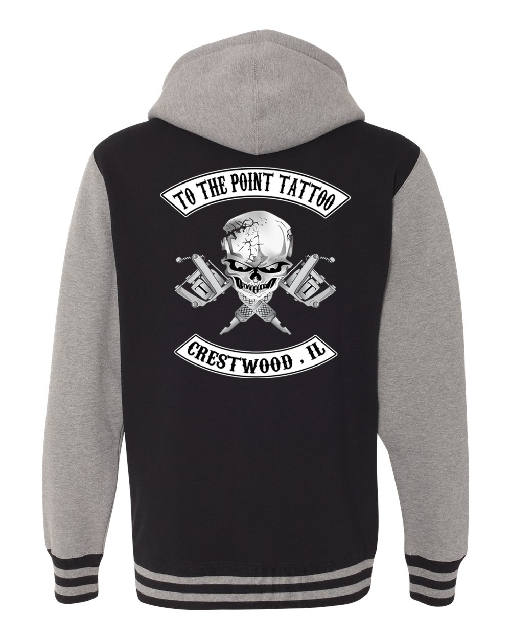 To The Point Tattoo "OG" Heavyweight Varsity Full Zip Hoodie - Blk/Gunmetal