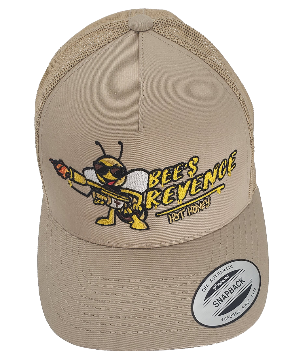 Bee's Revenge "OG" Hot Honey Embroidered Trucker hat - Khaki