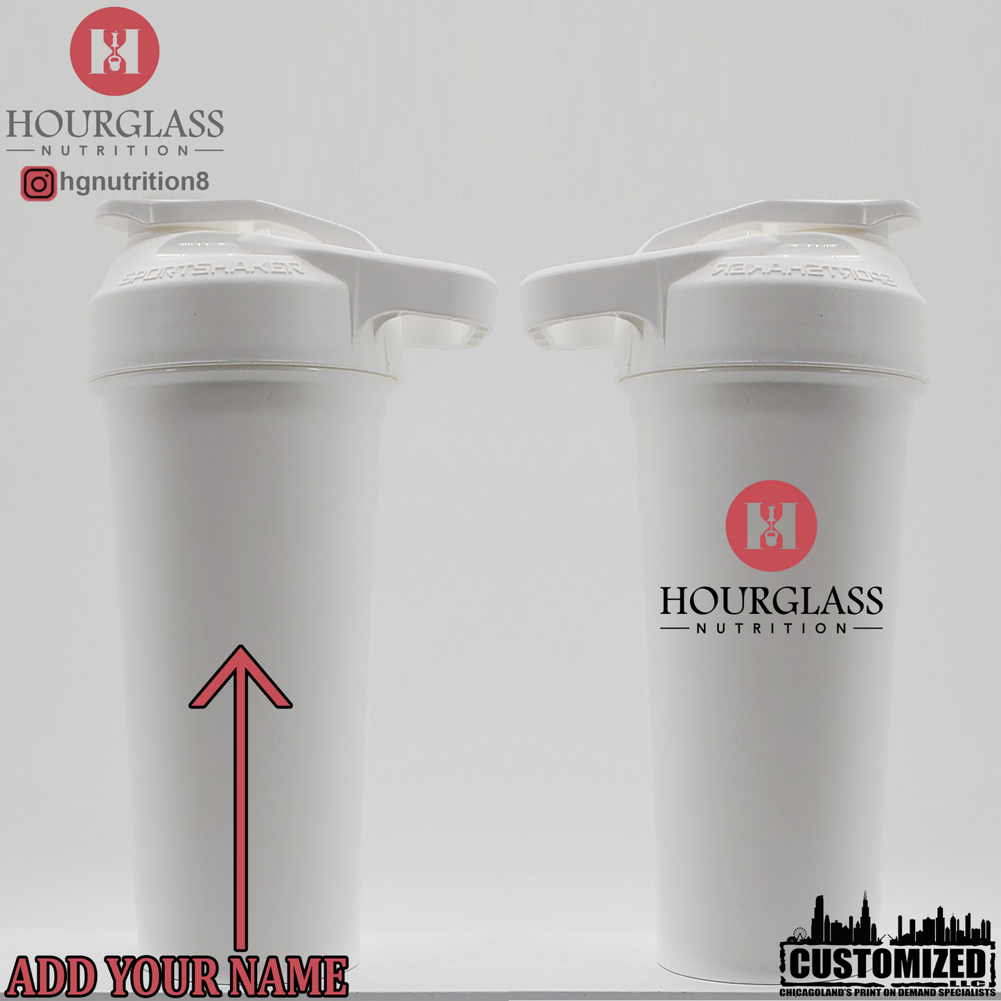 New Hourglass Nutrition Shaker - White