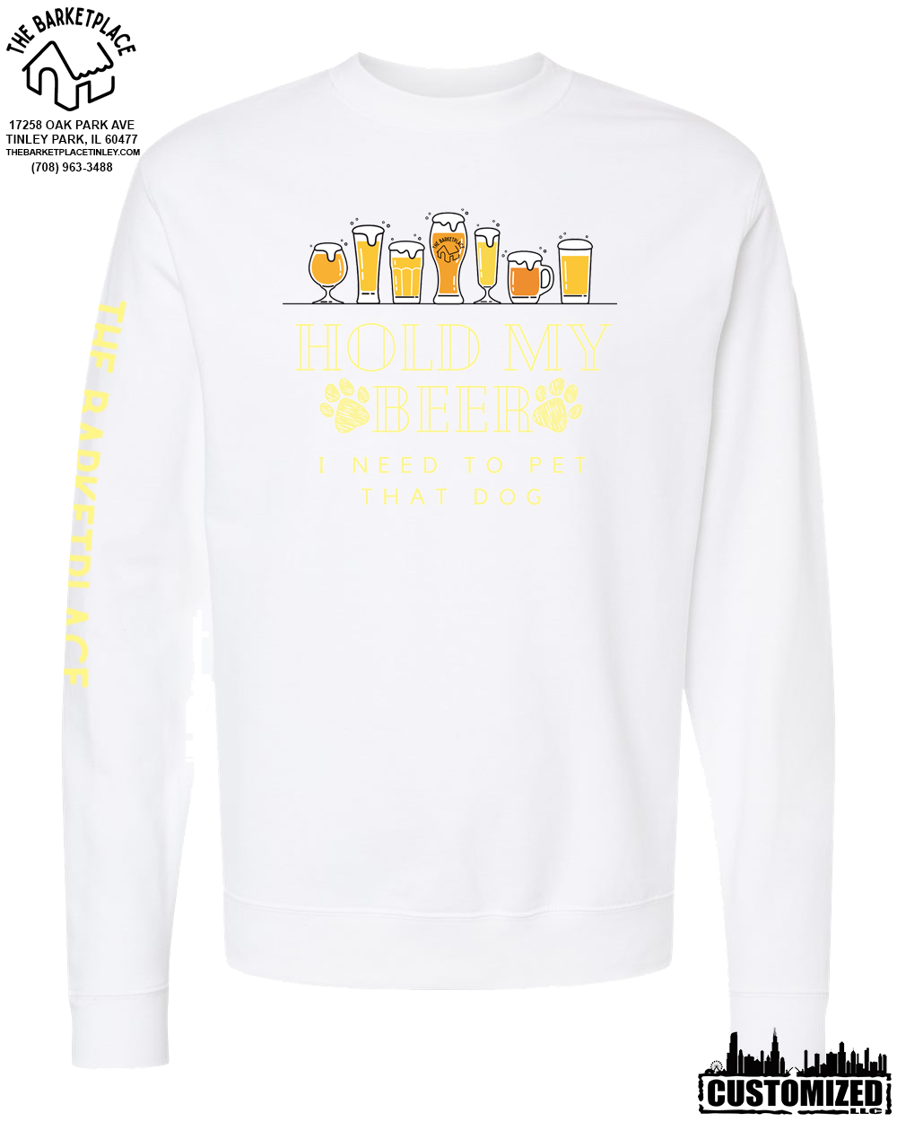"Hold My Beer, I Need to Pet That Dog" Midweight Sweatshirt - White