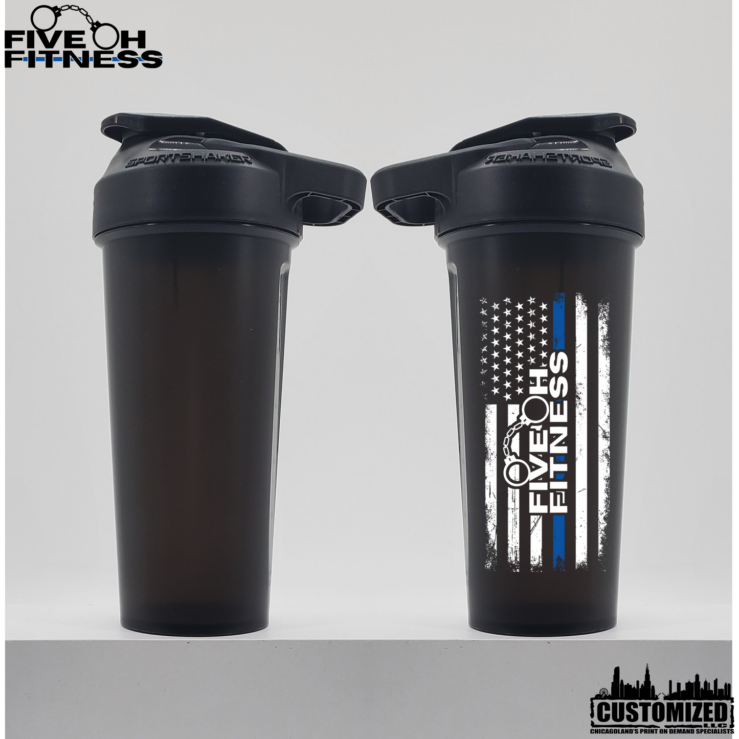 Five Oh Fitness "Thin Blue Line" 27oz. Sportshaker USA shaker cup - Smoked