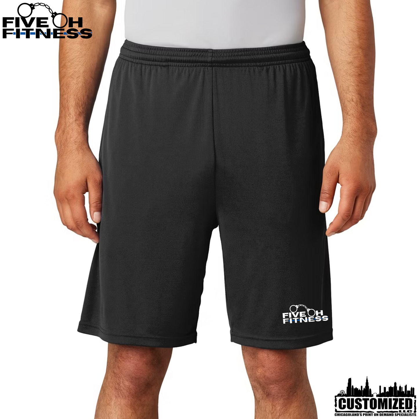 Five Oh Fitness DriFit Shorts with Pockets - Black