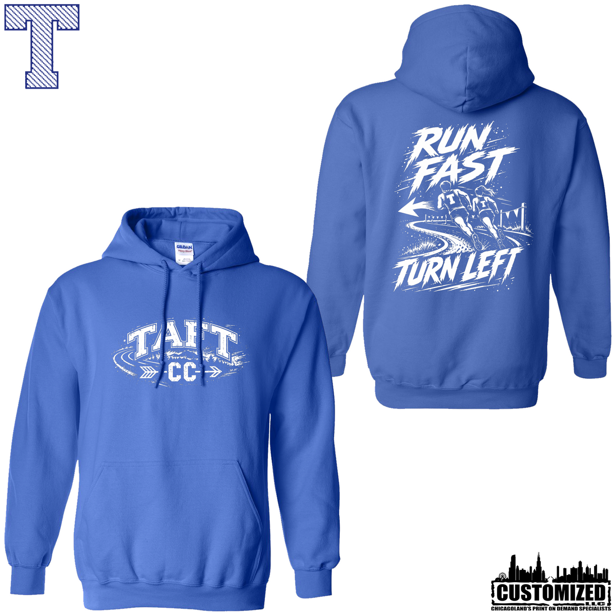 Taft Cross Country Run Fast, Turn Left Hoodie - Royal