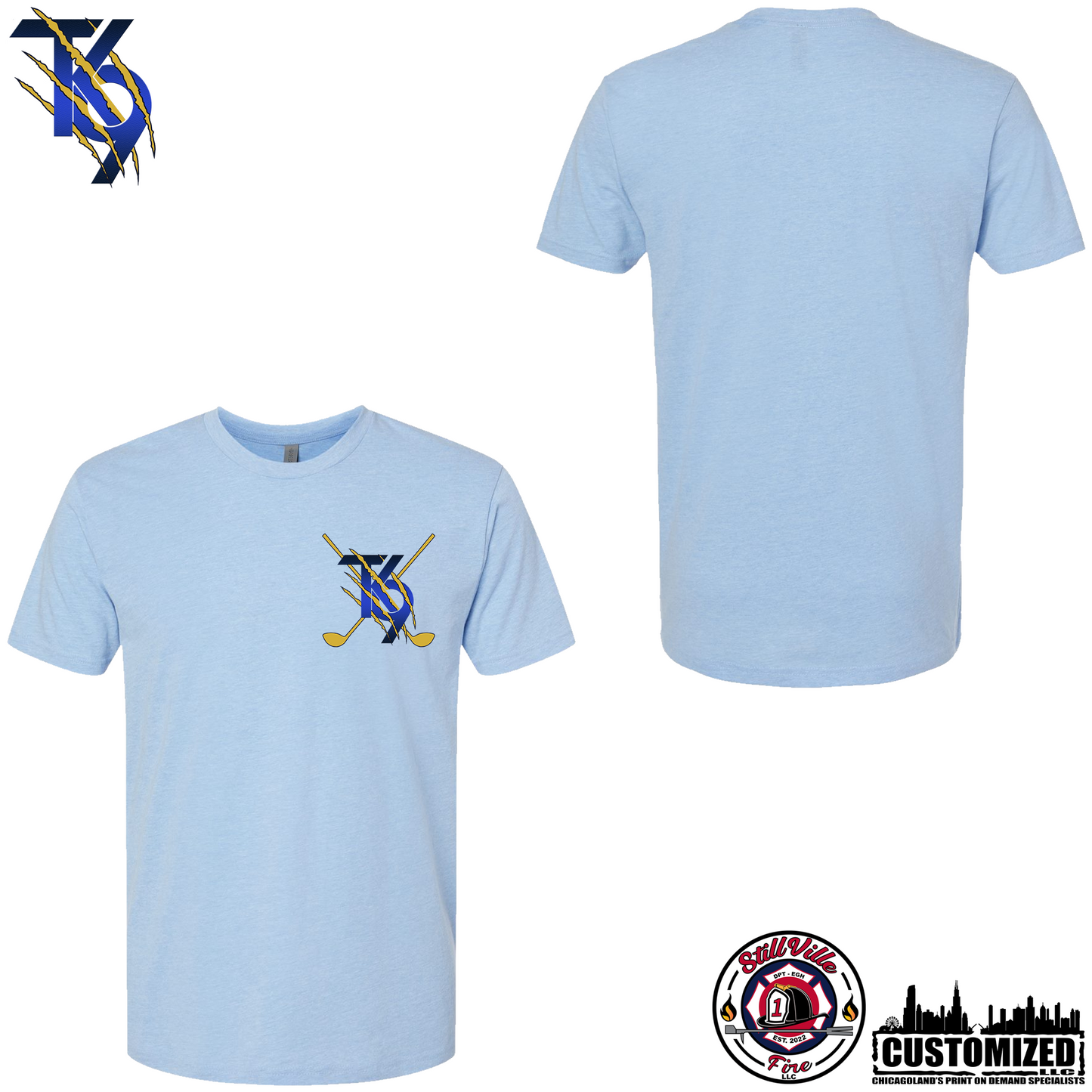 TK9 Next Level Golf Shirts - Heather Columbia Blue