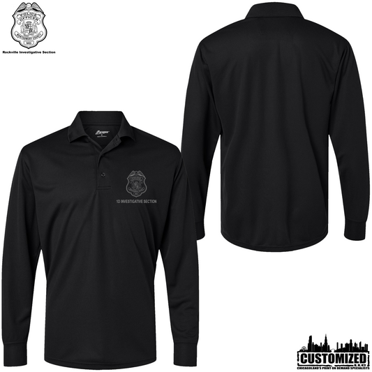 MCPD 1DIS DriFit Embroidered Long Sleeve Polo - Black