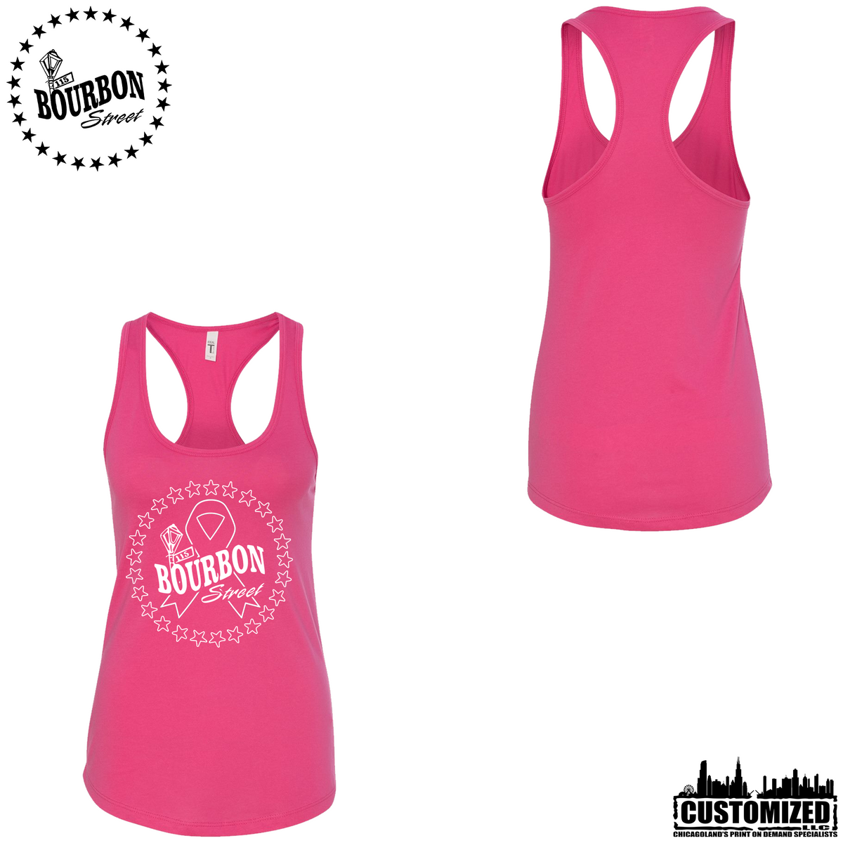 115 Bourbon Street Fighting For A Cure Women's Racerback Tank - Raspberry