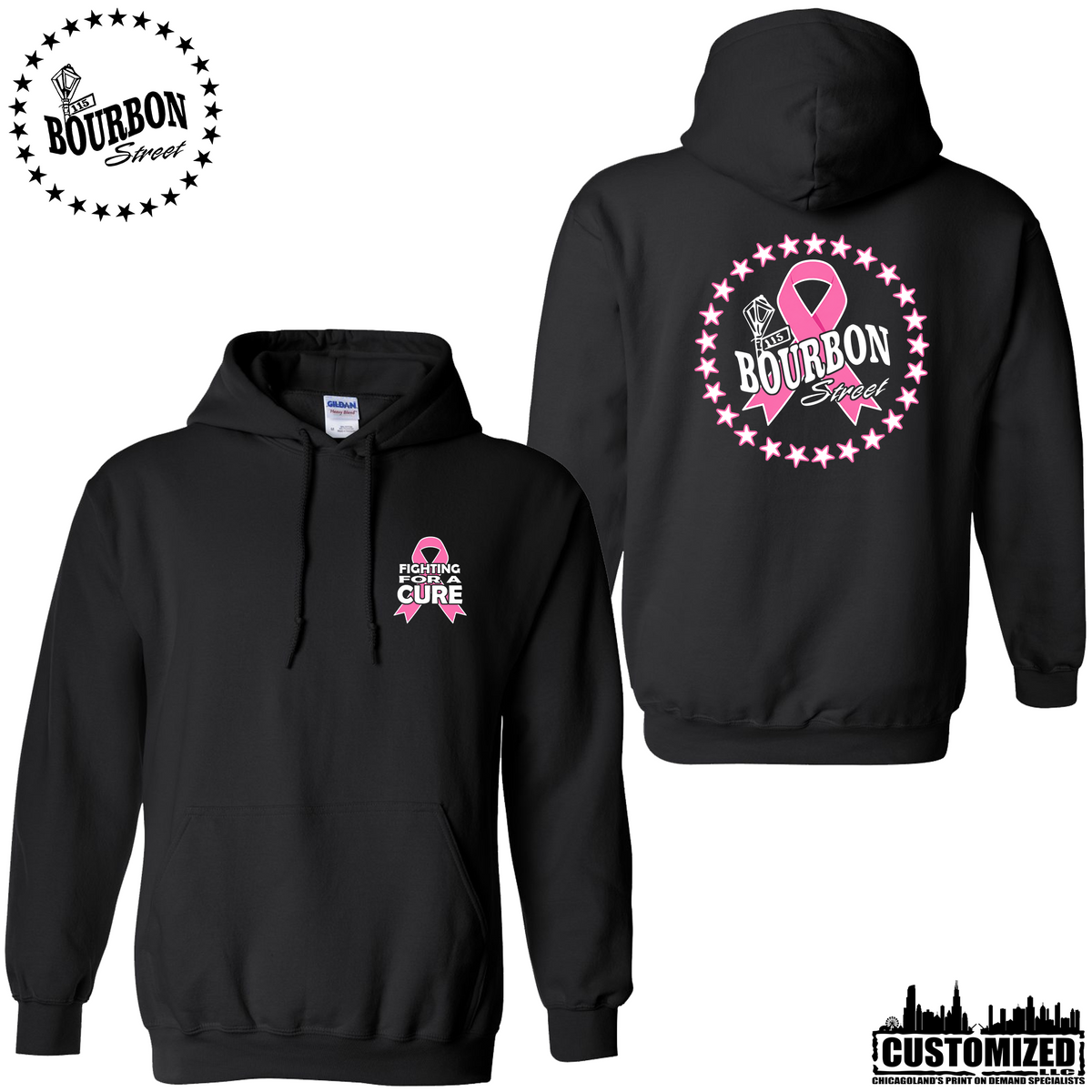 115 Bourbon Street Fighting For A Cure Hoodie - Black