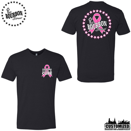 115 Bourbon Street Fighting For A Cure Short Sleeve - Black, front and back