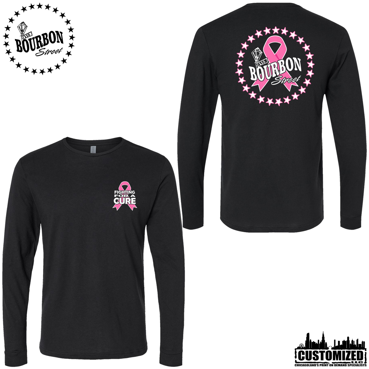 115 Bourbon Street Fighting For A Cure Long Sleeve - Black