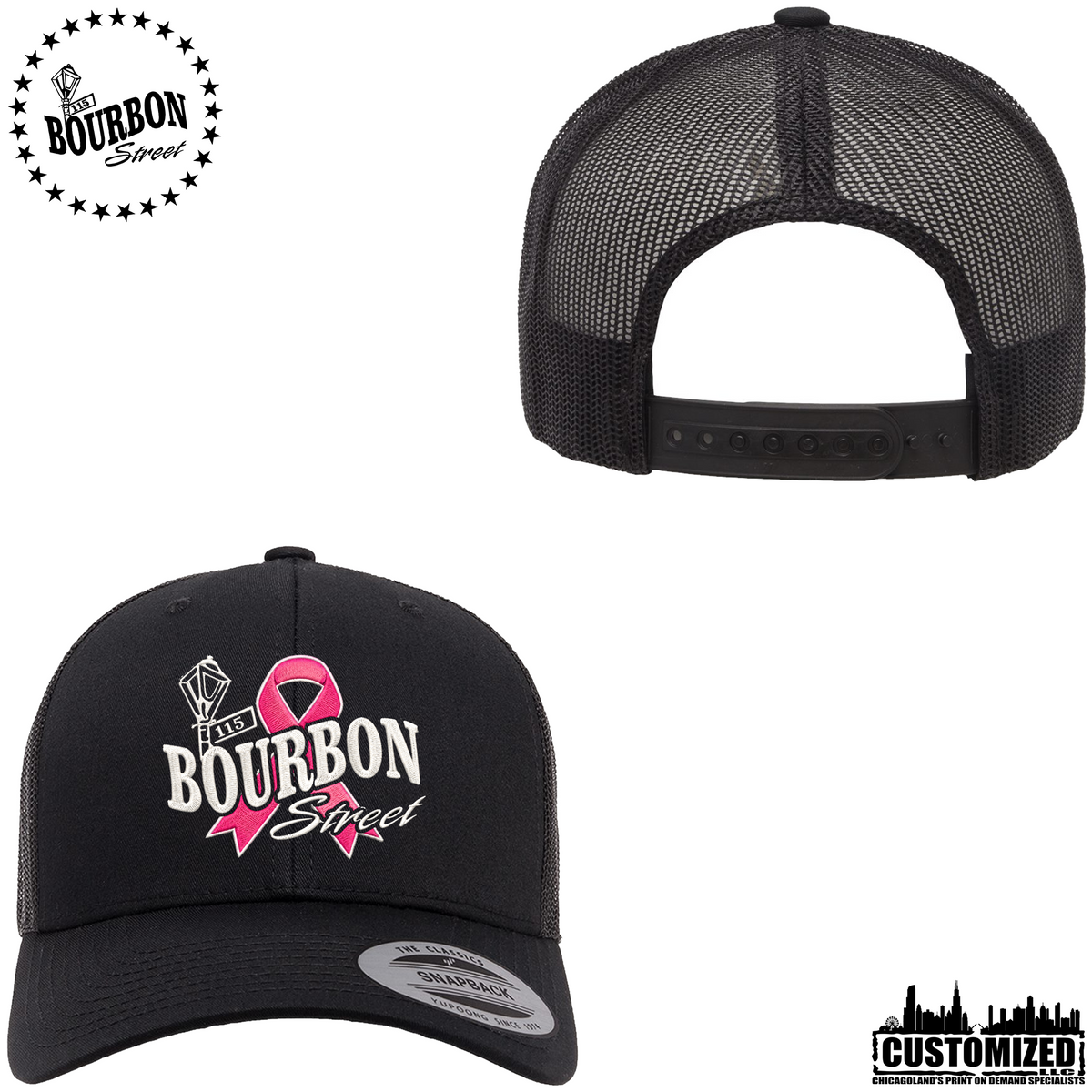 115 Bourbon Street Fighting For A Cure Trucker Cap - Black