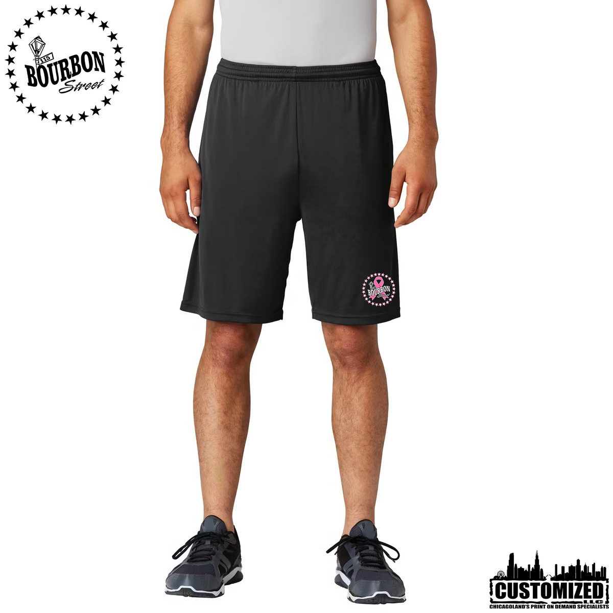 115 Bourbon Street Fighting For A Cure Performance Shorts - Black