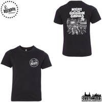 115 Bourbon Street Night of the Gridiron Ghouls youth short sleeve in black, front and back